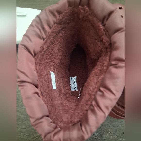 CROCS Burgundy Rain & Snow Boots with Textured Sole - Picture 8 of 9